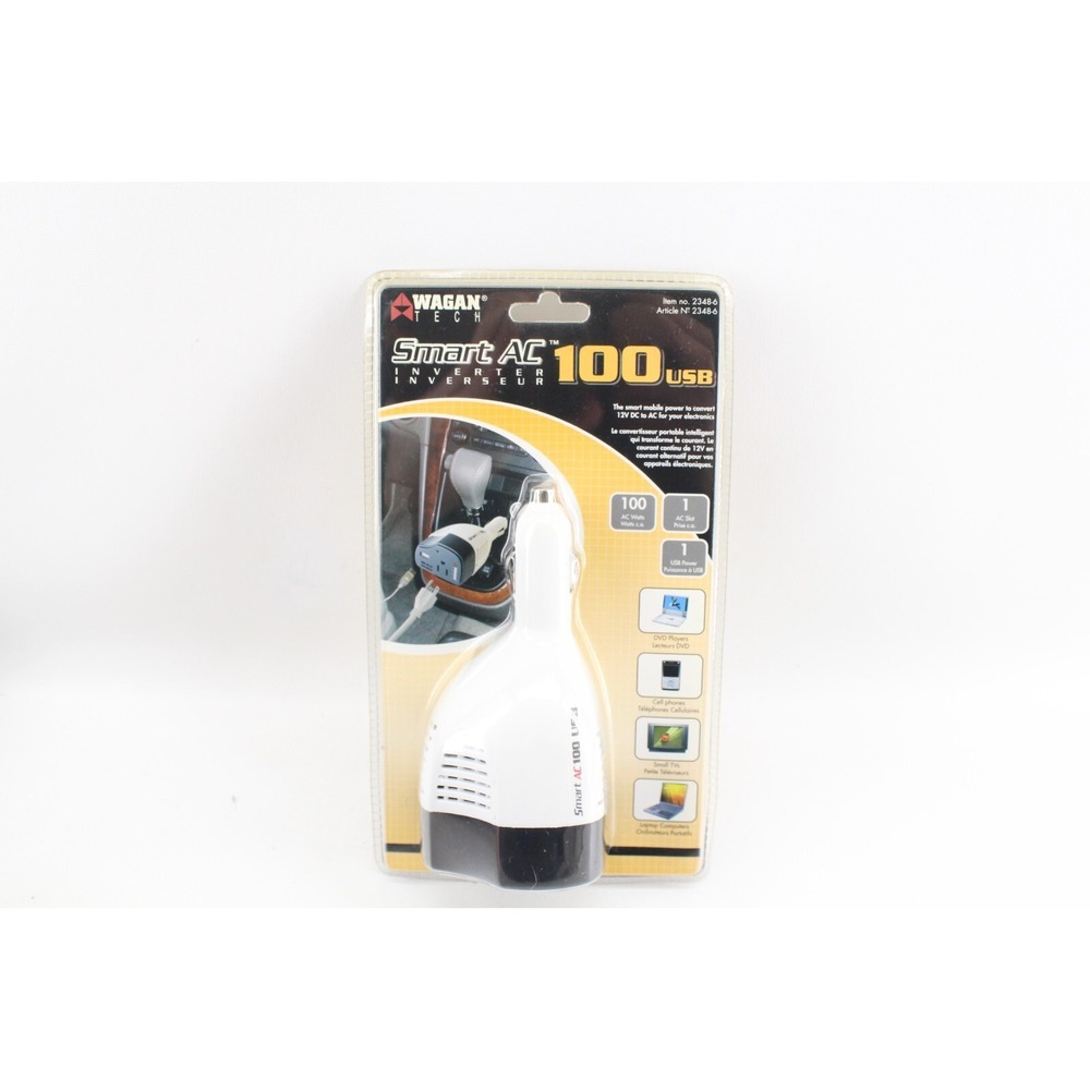 New Wagan Tech Smart AC 100 Watt USB 12-Volt Inverter 2348-6 12V DC To AC In Car